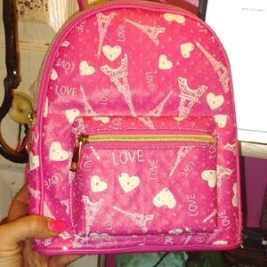 Charming Pink Kids Backpack with Eiffel Tower Design